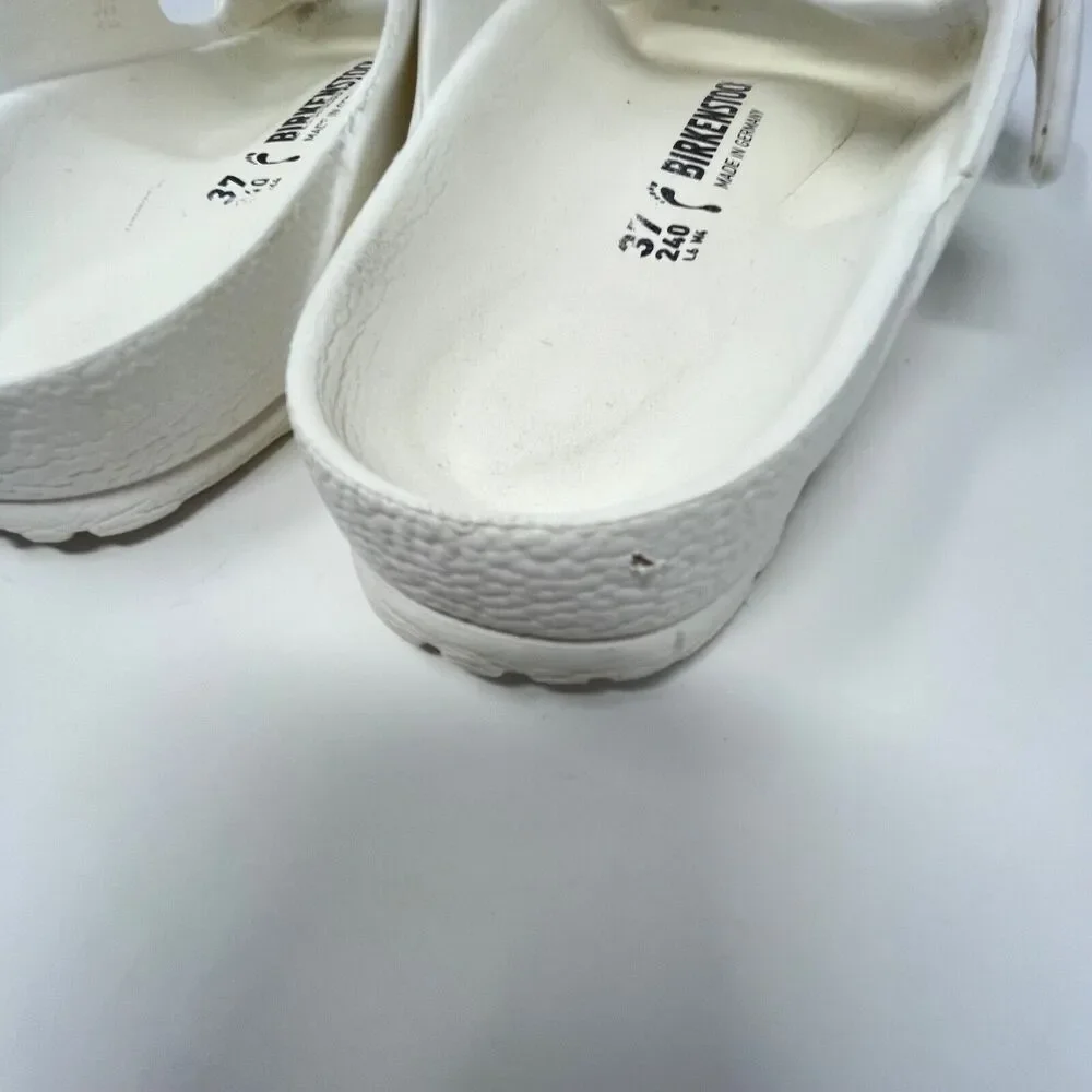 Birkenstock Arizona EVA Beach Sandals Size US 6 EU 37 White Buckle Slides